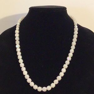 Vintage white iridescent necklace marked western Germany missing 1 strand.